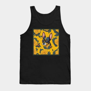 Dogs, Toy Terrier and flowers, dog, seamless print, style vector (yellow flowers & Toy Terrier #2) Tank Top